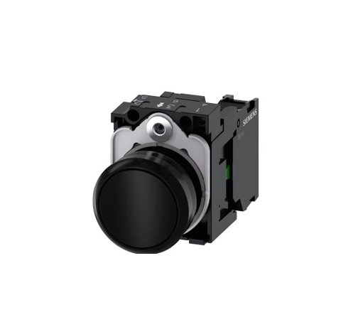 Pulsador Rasante Negro Siemens 3SU1100-0AB10-1FA0 1NA + 1NC